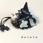  No.433 ハロウィンハット（かぼちゃ白）黒玉