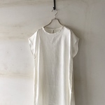 【真夏SALE】frenchlinen100% 定番夏ノースリーブワンピース 　off-white