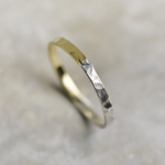 槌目 シルバー×真鍮バイカラーハーフシンフラットリング 2.0mm幅 ハンマー｜SV×BS RING｜849
