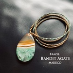 【御売約8*18★tia1014様】1900→1700　　　　NC240-076バンデットアゲート+TURQUOISE*天然石ロングネックレス　PENDANT *送料無料*