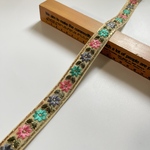 約2cm幅/刺繍リボン/カラーチュール(ベージュ)/花柄/細リボン