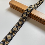約2cm幅/刺繍リボン/カラーチュール(黒)/ワントーン花柄/細リボン