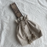 再販3）刺繍リボンワンハンドル巾着バッグ