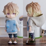 パーカーとパンツのセット　水色きのこ（ねんどろいどどーるオビツ11ボディ共有サイズ）