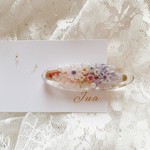 紫陽花とスターフラワーとパールのレジンヘアクリップ