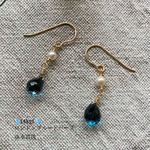 【再販】【希少】【14kgf】💎宝石質ロンドンブルートパーズと淡水パールのピアス