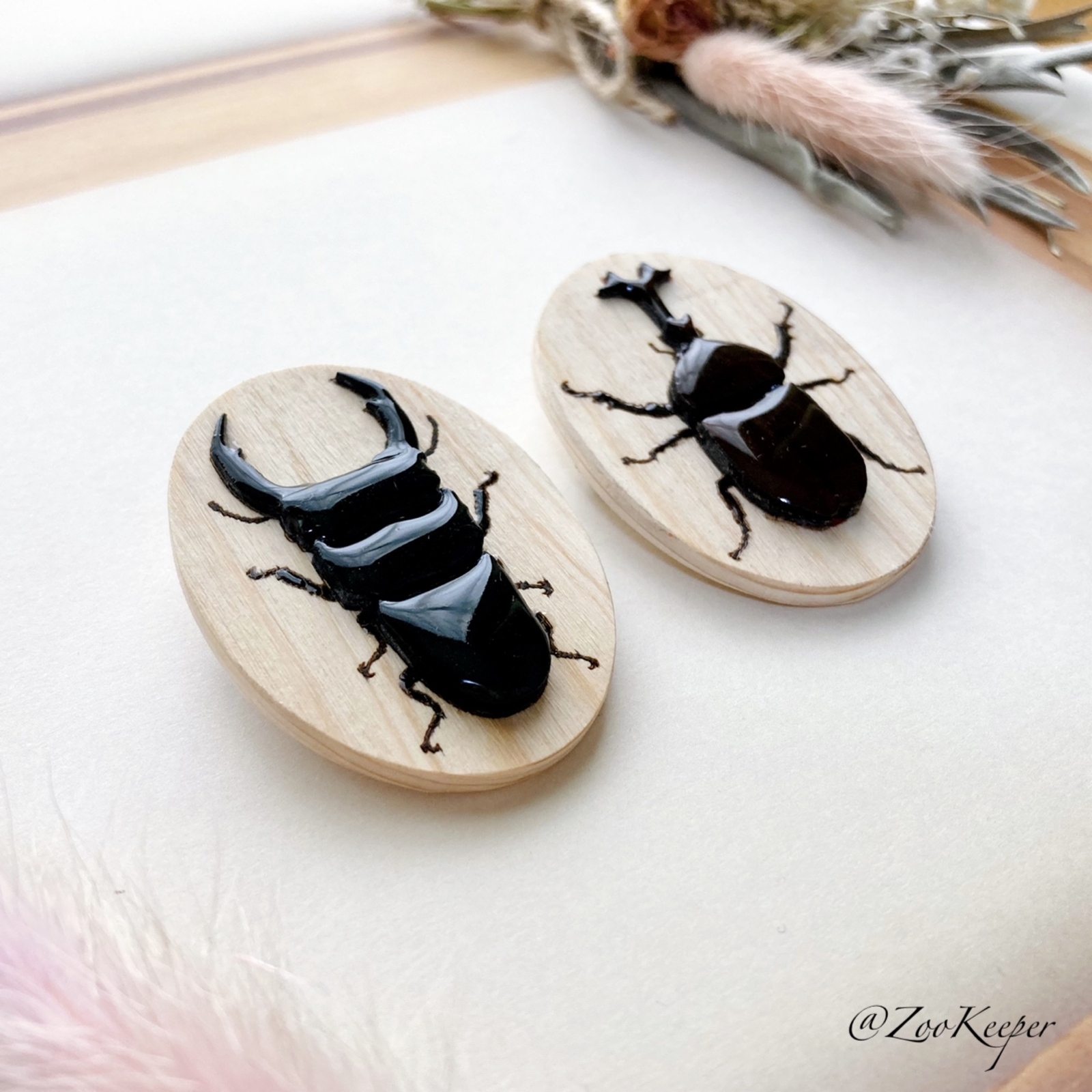 60%OFF】木製の昆虫ブローチ クワガタ・カブトムシ - Zoo Keeper
