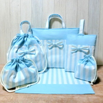 ストライプ　リボン《 blue＆white》　お得　7点セット入学入園　レッスンバック