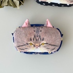猫のお顔太巻きポーチ キジトラ 黄色の実