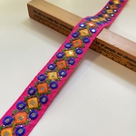 約3.5cm幅/刺繍リボン/マゼンタ/カラフル/ミラーワーク
