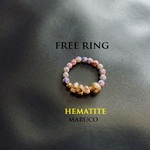【御売約8*15✩香乎⌘様】500→300　　　RING238-827カルシリカColorful MARBLE+ HEMATITE*天然石リング ゴムの指輪　[送料無料] 