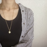ードロップパールのロングネックレスー　チェーンネックレス　ロングネックレス　バロックパール　サージカルステンレス　金属アレルギー　チェーンブレスレット　マスクチェーン