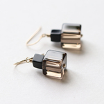 14Kgf スモーキークォーツ＋オニキス ピアス/イヤリング　--Coffee cubes--