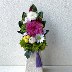 プリザーブドフラワーのお供え花＊プリザーブドフラワー ことね菊白小菊 紫緑黄色 仏花お供えお悔やみヒューネナル