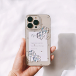 Drop flower wih SWAROVSKI オーロラフラワーとラインストーンが上品可愛いスマホケース iPhone Android