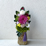プリザーブドフラワーのお供え花＊プリザーブドフラワー ことね菊白小菊 紫緑黄色 仏花お供えお悔やみヒューネナル