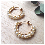 ＊再販＊new＊横顔まで美しく＊swarovski crystal cream pearl gold ring earring