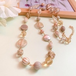 アンティークゴールド×モカのロングネックレス