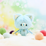 手のひらサイズのぬいぐるみ　スカイブルーねこ★キーホルダー加工出来ます☆