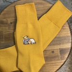 【黄】日本製のオカメ刺繍靴下