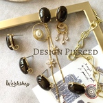 【2pcs】デザインピアス/オーバル/ダークブラウン