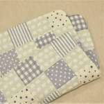 [L] ガーゼのお昼寝ケット103×141cm（ぞうさん柄×ネイビー）パッチワークのブランケット／大人用お昼寝ケット