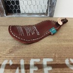 革の靴ベラ＊こげ茶レザー＊足の刻印＊手縫い