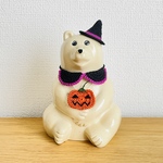 【しろくま貯金箱】魔女の帽子、ハロウィンな丸襟、オバケカボチャの3点セット(PU)