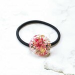 ~ミニ薔薇の花びらのヘアゴム~ ピンク (パールビーズ下がり選択式)