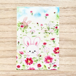 🌸透明水彩画「コスモス畑でかくれんぼ」イラストポストカード２枚セット 花　秋桜　秋　フラワー　うさぎ　ウサギ　バースデーカード　サンキューカード　敬老の日　敬老の日カード🌸