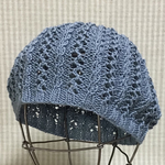 夏🌴先取りSALE🌟アッシュブルーのウオッシャブルコットン🌿で編んだ透かし模様のゆったり♪サマーキャップ