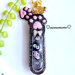 レジン 猫の手シェイカー ブラックラメ チャーム
