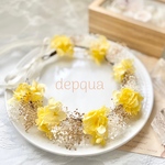 【送料無料】ベビーキッズ花冠　~yellow gold~  花かんむり　ベビー　キッズ　はなかんむり　リングガール　ベビー花冠　子供用花冠　結婚式　誕生日　バースデー