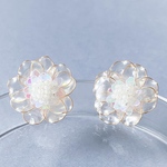 スカビオサ ディップアート ピアス イヤリング ワイヤー スパンコール 白 花