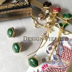 【2pcs】デザインピアス/ダイヤ/グリーン
