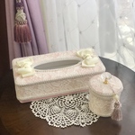 ティッシュケース インテリア2点セット  綿棒ケース ピンク