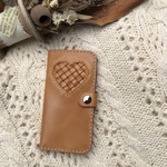 本革編み込みスマホケース♡手帳型 ヌメ レザー ハート 編み込み メッシュ イントレチャート