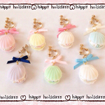 【SALE】シェルマカロンのイヤリング/ピアス両耳