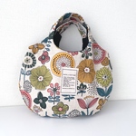 ぺったんこまるbag  北欧の花　カラフル