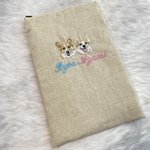 kozu5555様オーダー品☆犬の手刺繍の化粧ポーチ