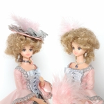 27cmドールドレス コーラルピンク×銀のロココ宮廷ドレス