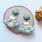 インド刺繍 リボン ブルー ＊ ピアス イヤリング