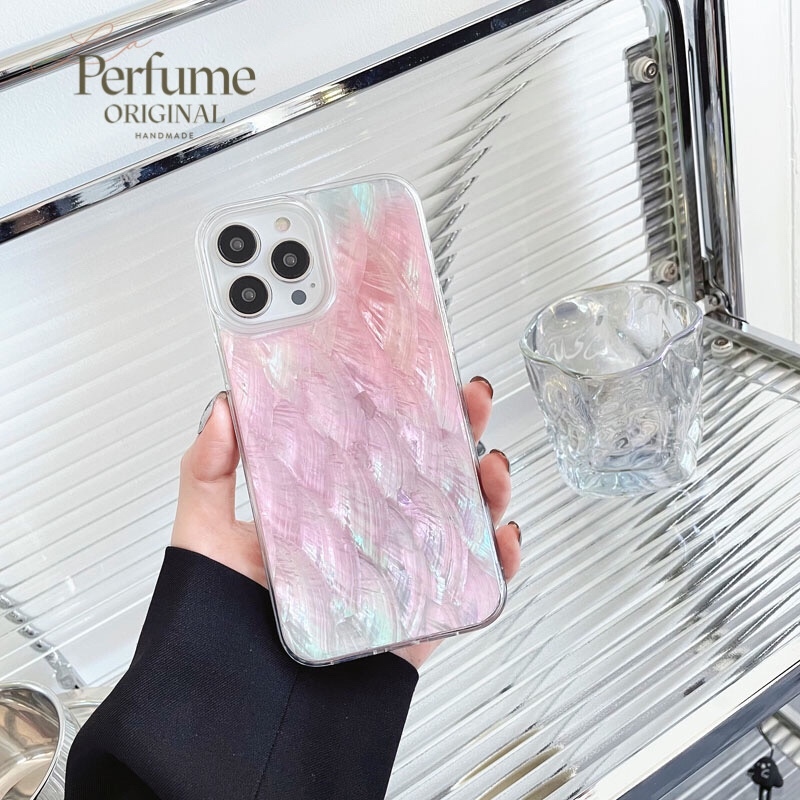 キラキラ天然シェル♡グレープグリーン✨オリジナルケース iPhoneケース 貝殻 天然貝 螺鈿アート シェル 【 iPhone / Galaxy 対応】 ローズ