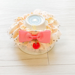 猫の首輪　シュシュタイプ　ライトイエロー＆ピンク