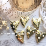 A1405【送料無料】import パール付き ハート メタル チャーム シルバー 2pcs