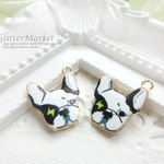 【再入荷】5個セット☆犬のプリントチャーム