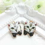 【再入荷】 5個セット☆リアル猫のプリントチャーム