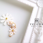 【片耳】フラワー刺繍ホワイトイヤーカフ