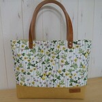 maruhanaminさま専用　リバティ　フランダースリネン　ジョセフィンズガーデン　イエロー＆帆布のマチ広大きめトートバッグ　