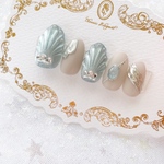 🐚 ニュアンス系 貝殻 マーメイドネイル ブルーネイル グレージュネイル